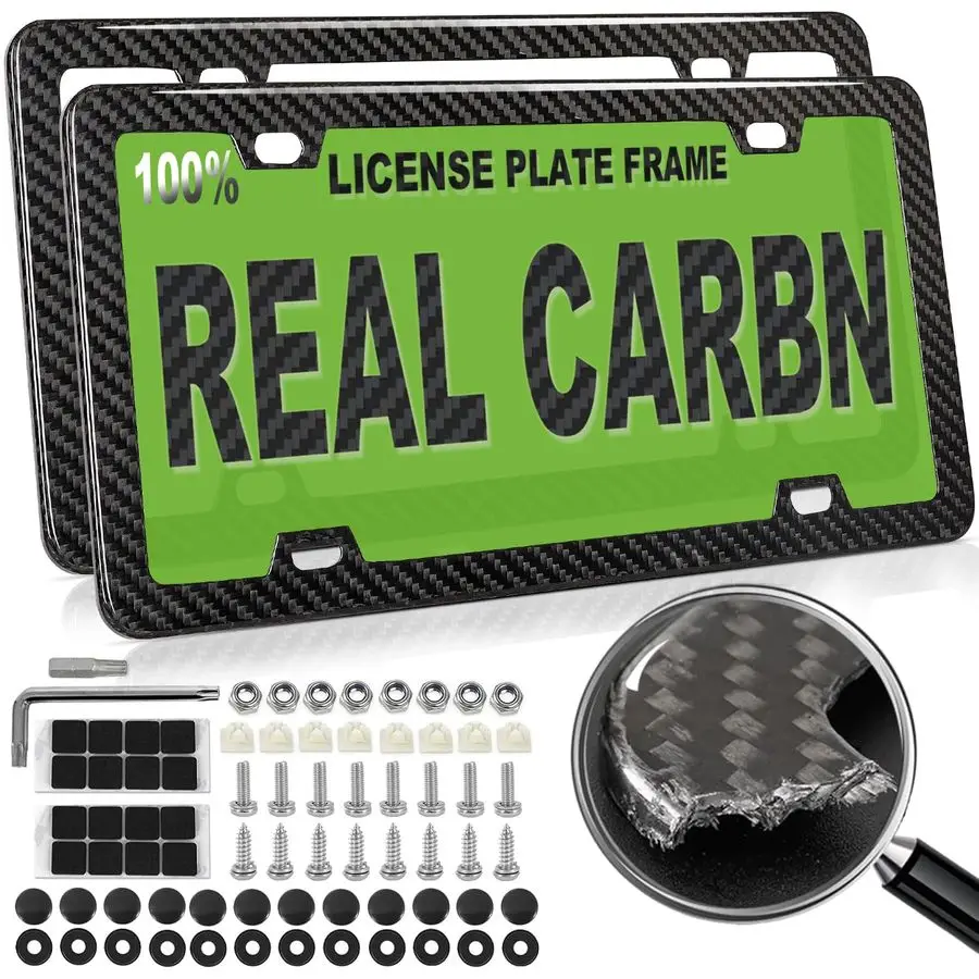 

Carbon Fiber License Plate Frame Cover 100 Pure Carbon License Plate Frame Black License Plate Holder Universal Car Tag Frame wi
