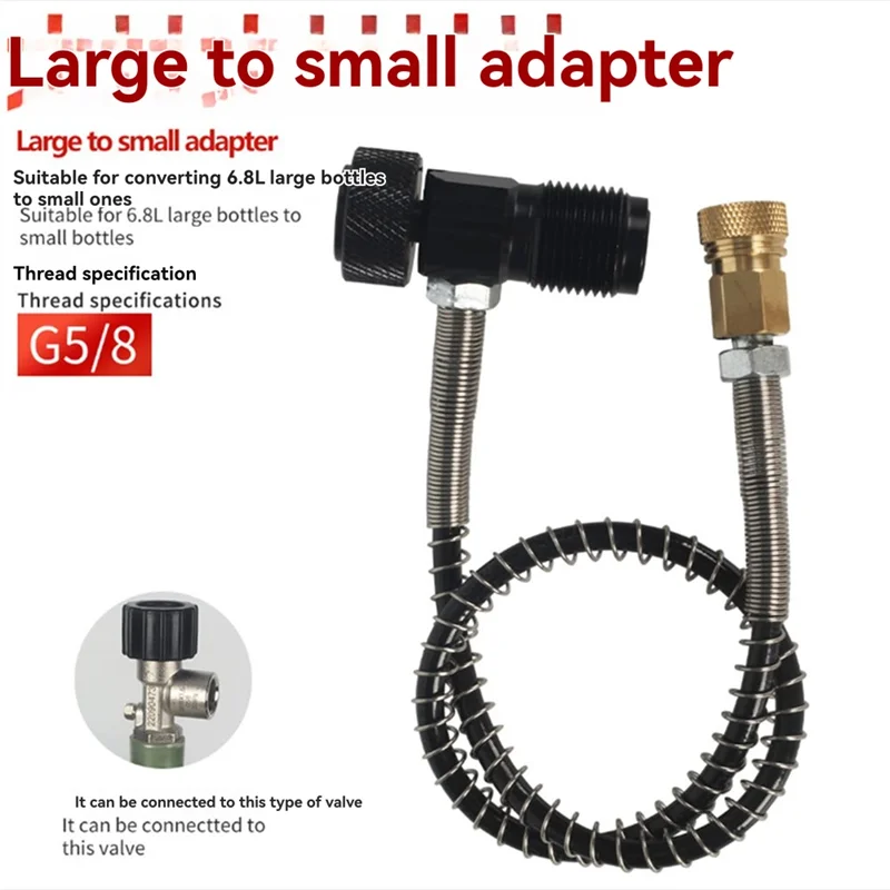 ABKS-Adattatore per bombola di ossigeno Adattatore filettato G5/8 Bombole per bombole per immersione Valvola da 6,8 litri Respiratore per gas per immersione Valvola da grande a piccola