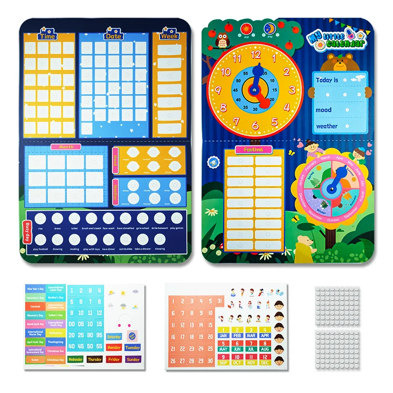 Kids Visual Schedule Daily Calendar Chart Busy Board Preschool Early Learning Toys Time Date Month Festival Weather Season Mood