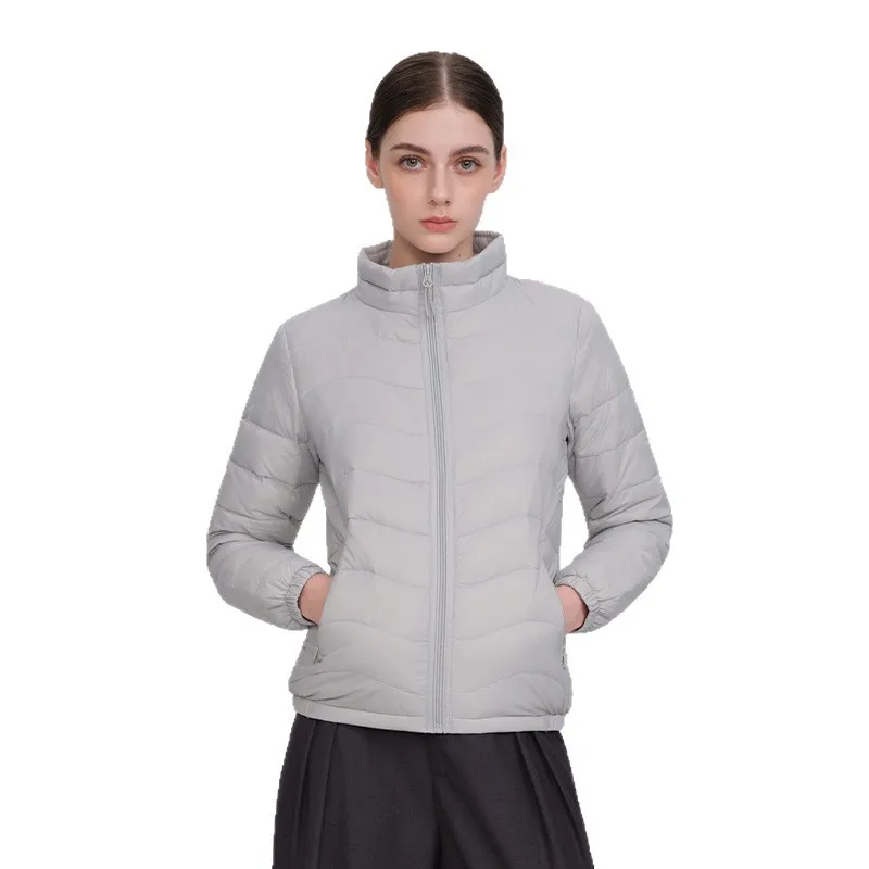 

Women Puffer Jackets Winter 90% White Duck Down Stand Collar Zipper Female Coats Outerwear Ultralight Casual Parkas Overcoat