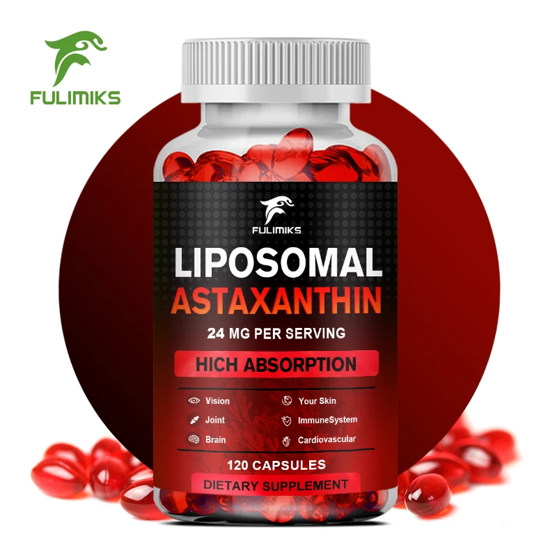 Liposomal Astaxanthin Capsules 24mg Promotes Cardiovascular Health & Accelerates Metabolism supporting Eye, Joint & Skin Health