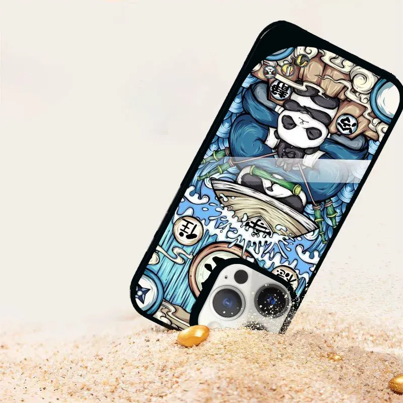 Ins Anime Ninja Panda Phone Case For iPhone 16 Pro Max 15 Pro 14 13 12 11 Pro X Xr Xs max Mini 7 8 Plus Niche Y2K Phone Cases