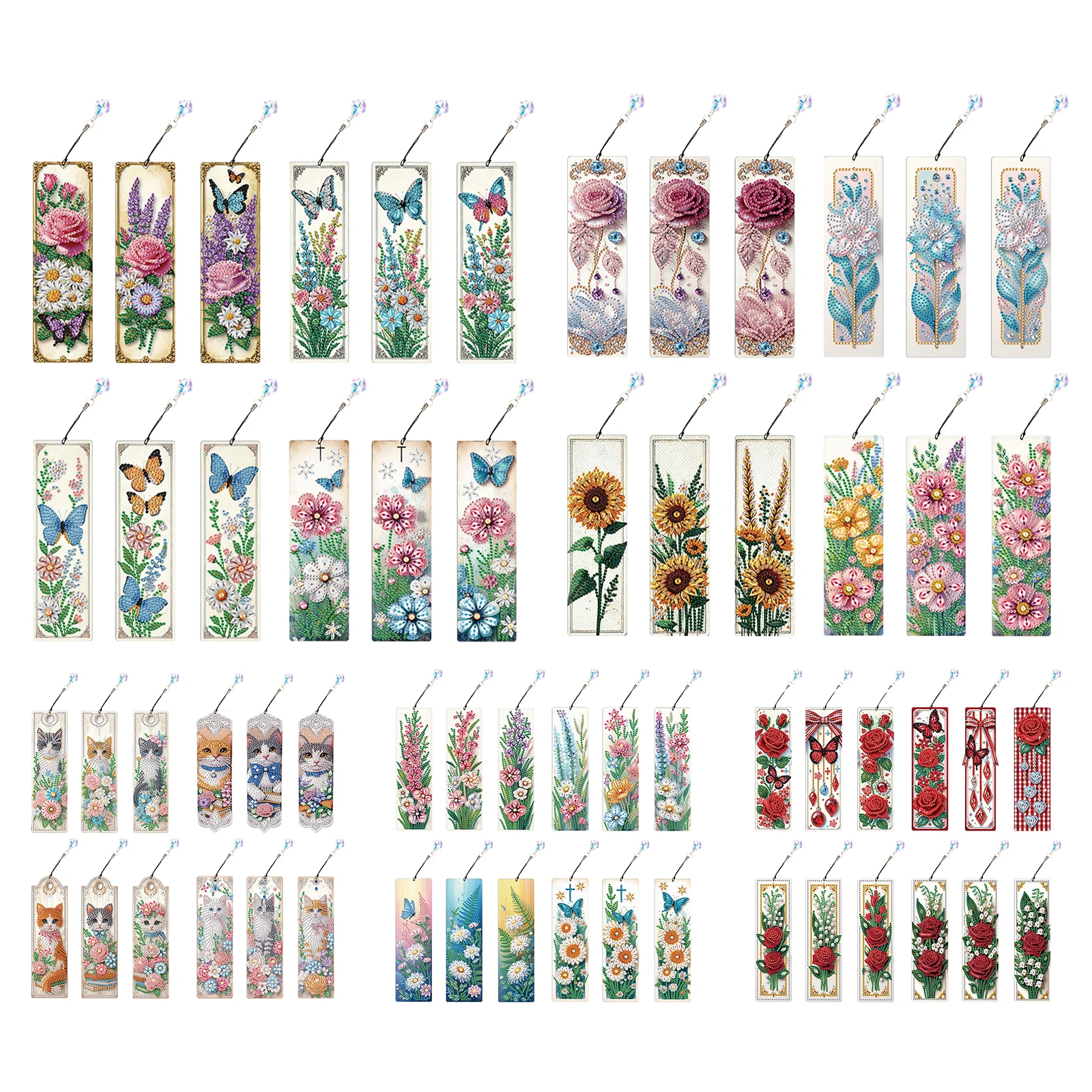 

12Pcs Flower Animal DIY Diamond Painting Bookmark Diamond Painting Art Bookmarks Home Office Supplies Gift for Book Lovers