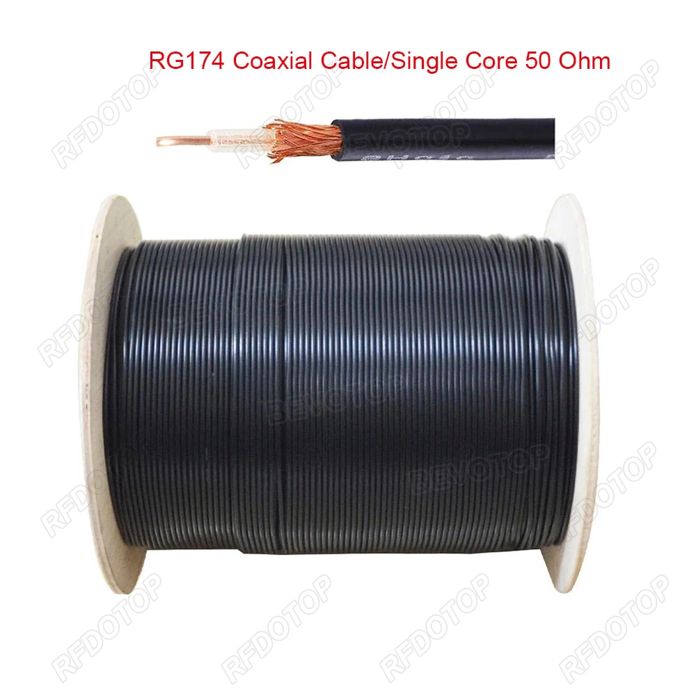 1M~500M RG174 Coaxial Cable 50 Ohm Single Core Bare Copper Low Loss High Quality Fast Shipping