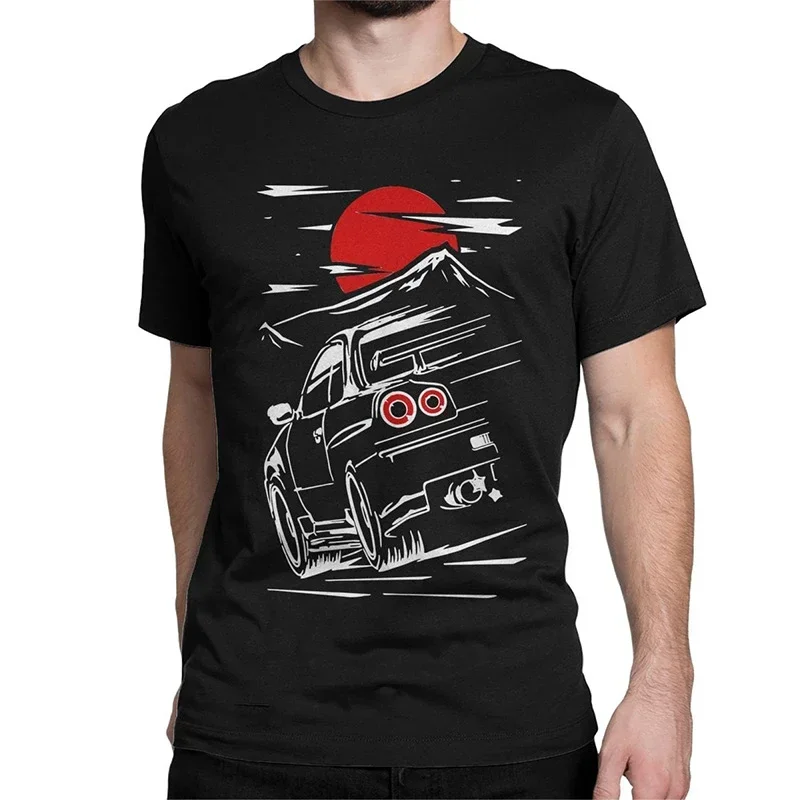 Japanese Fast Car Tops T  Clothes  Men T-Shirts Skyline GTR 34 Haruna Jdm Sportcar Vintage Premium Tee