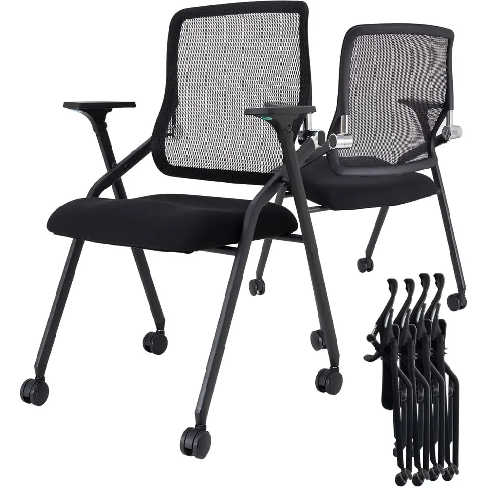 

Stackable Ergonomic Mesh Conference Chairs with Lumbar Support and Armrests for Office Meetings