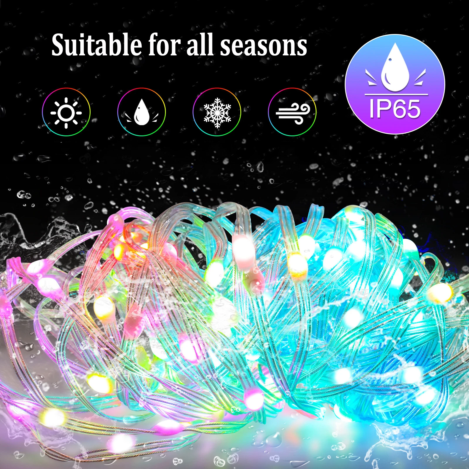 Guirnalda de luces navideñas inteligente con Control remoto, luces de hadas impermeables para decoración de bodas y fiestas, Bluetooth, 20M