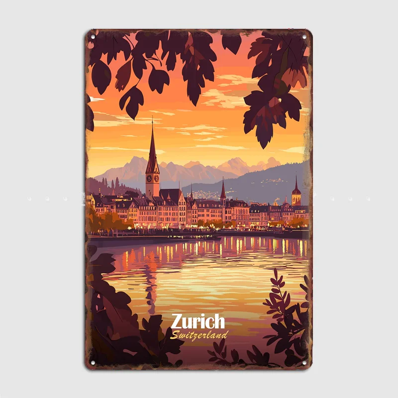 Home Decor Zurich - Zurich Sunset Cityscape Travel Scenery Posters