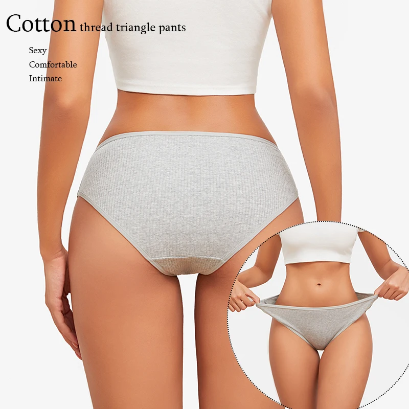 6Pcs Women's Panties Striped Briefs Sexy Women Low-Rise Breathable Cotton Female Soft Underwear Solid Colors Ladies Underpants