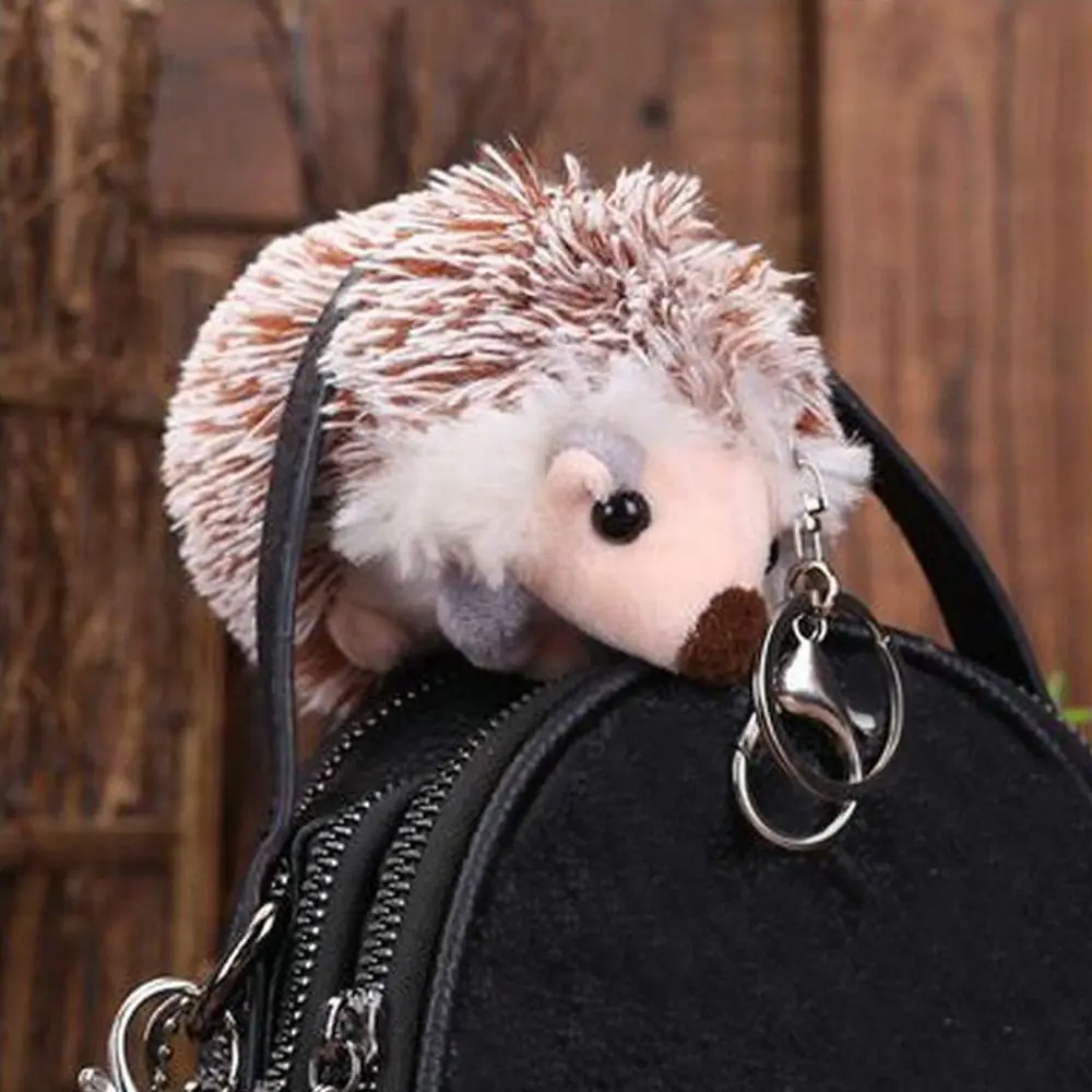 Bonito Hedgehog Padrão Keychain, Bolsa Keyring, Flanela Bag Pendant, Stuffed Animals Brinquedos, Liga de brinquedos