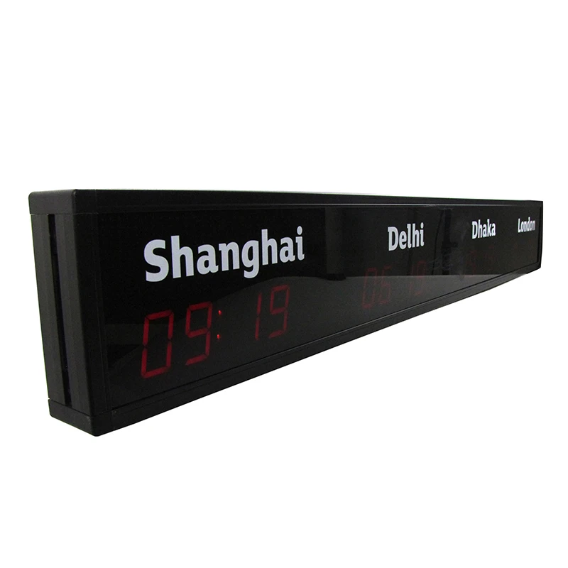 Ganxin Custom Digital World Time Zone Clock with Aluminum Alloy Frame World Time Wall Clock