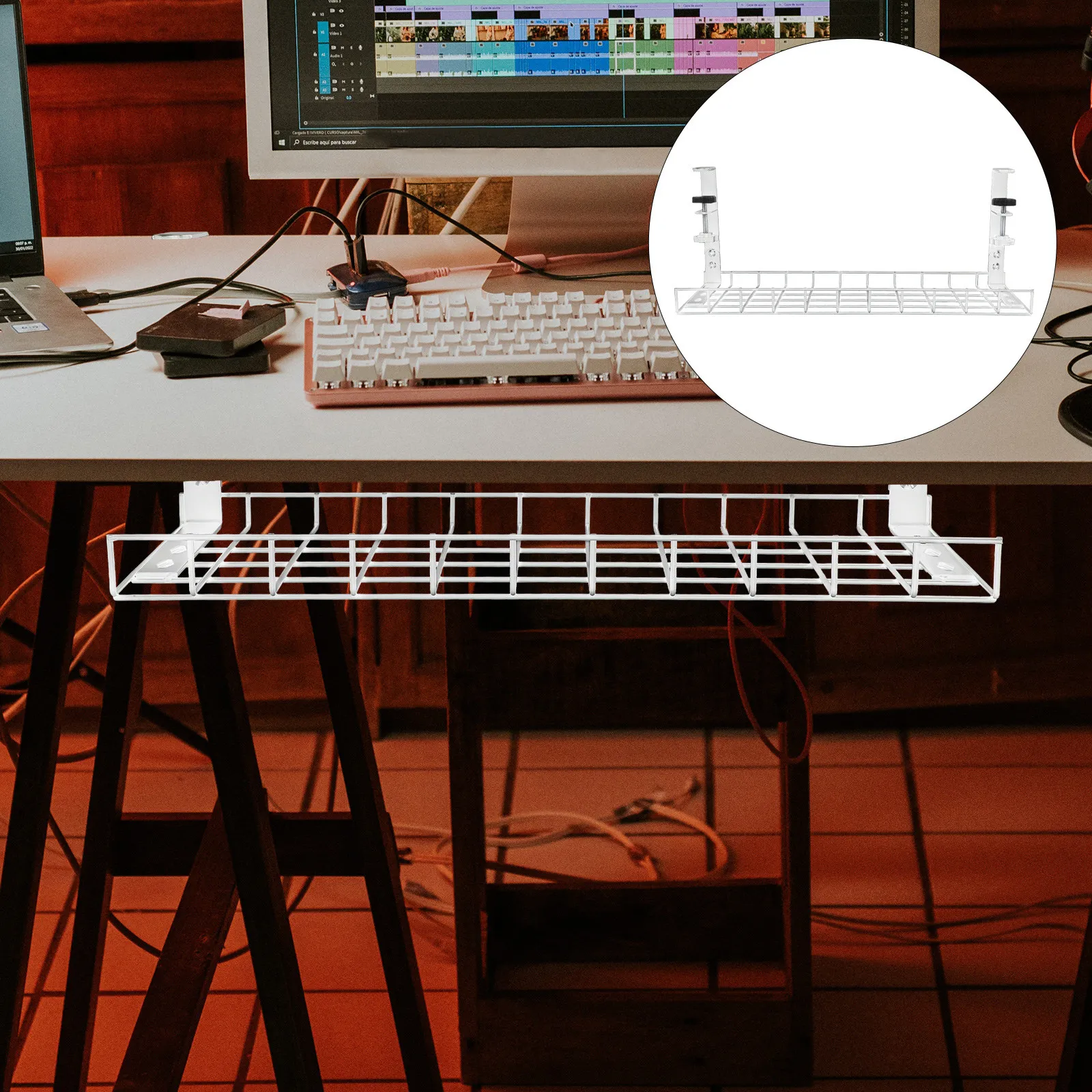 

Under Desk Cable Management Tray Compact Size Premium Material Wire Cord Organizer for Tidy Desk Appliance Cord Winder