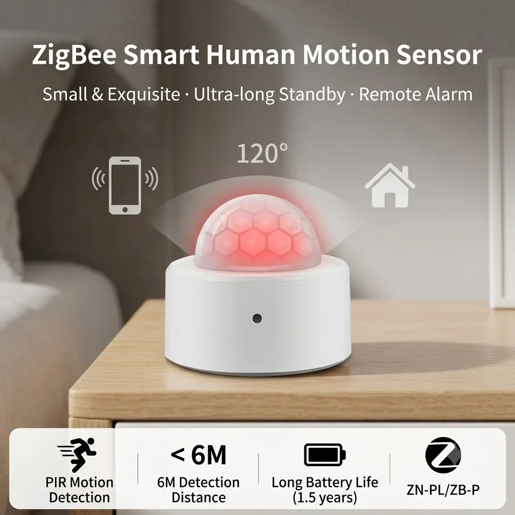 Zigbee 3.0 Mini PIR Motion Sensor Human Motion Infrared Detector Security Alarm Works With Alexa Google Home Zigbee2MQTT HA