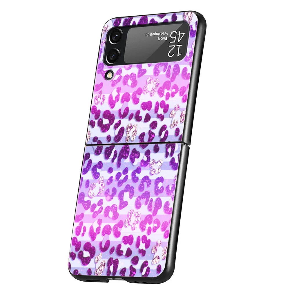 Tiger Leopard Print Panther Phone Cover For Samsung Galaxy Z Flip 4 Case Black For Samsung Z Flip3 Hard PC Luxury Foldable Shell