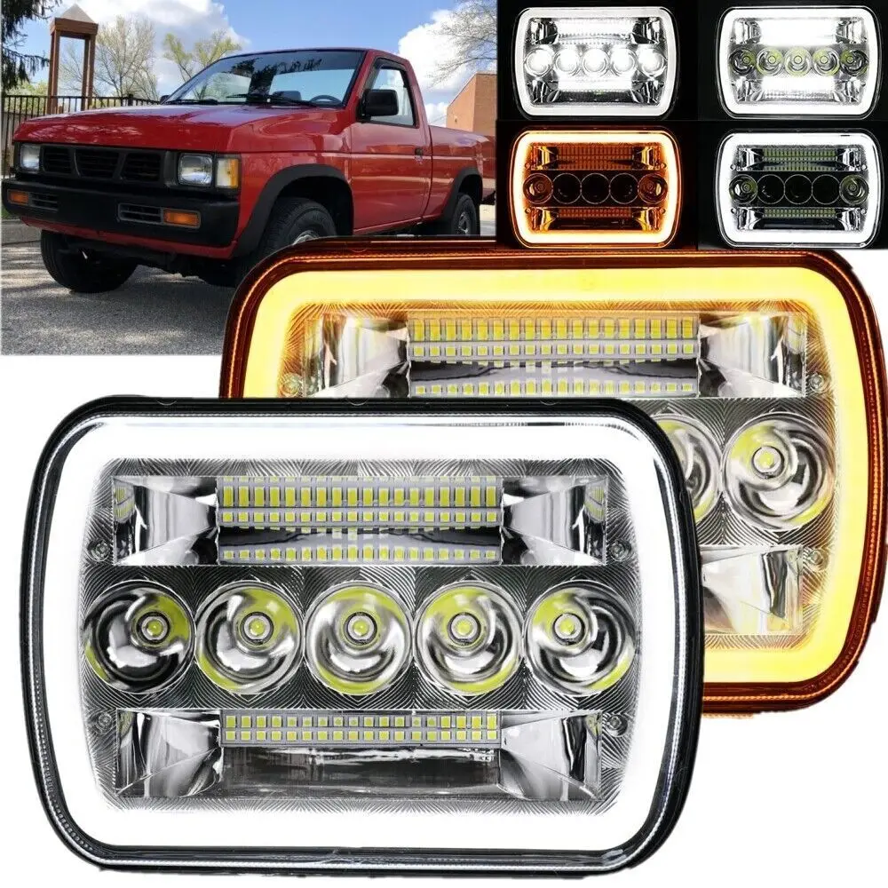 

4x6 inch LED Headlight 50W High Low BeamAngel Eyes Halo Light DRL Running Turn LightReplacement H4651 H4652 H4656 H4666 H6545