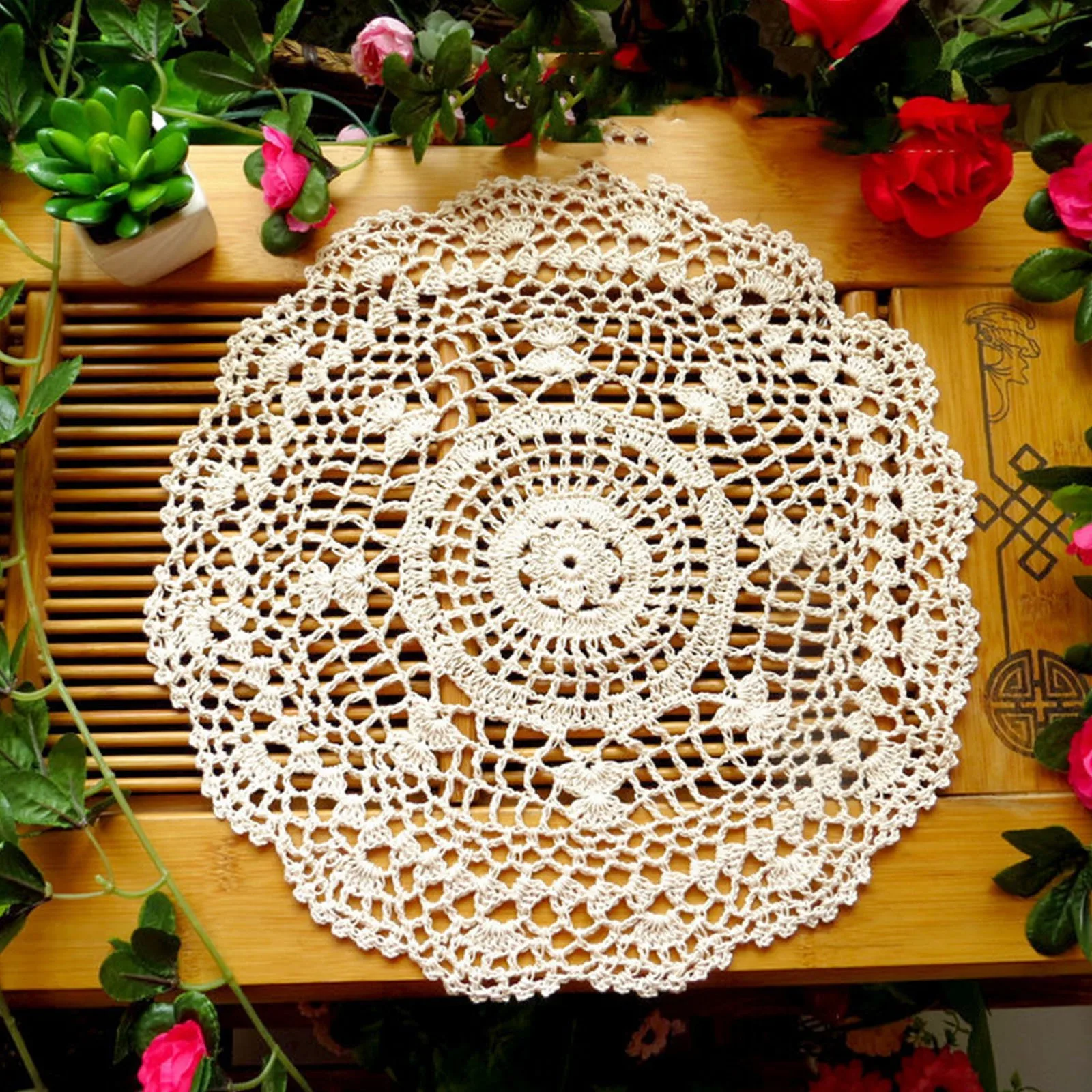 White Handmade Crochet Doilies Cotton Table Mats Lace Doilies Doily Round Lace Placemats Crochet round Place Mats for Tables 6