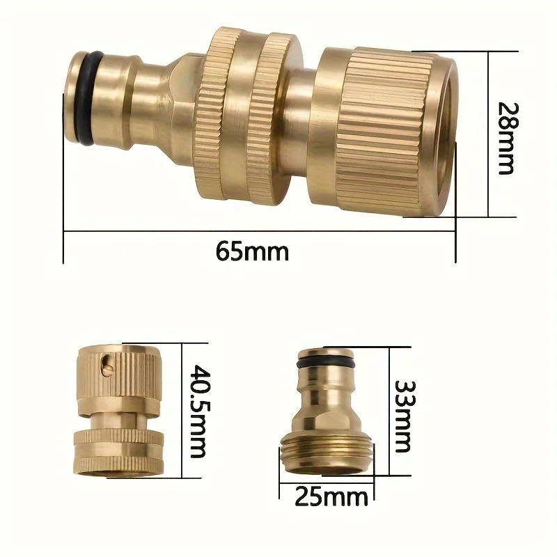 2-PCS Brass Garden Hose Quick Connect Kit, 3/4