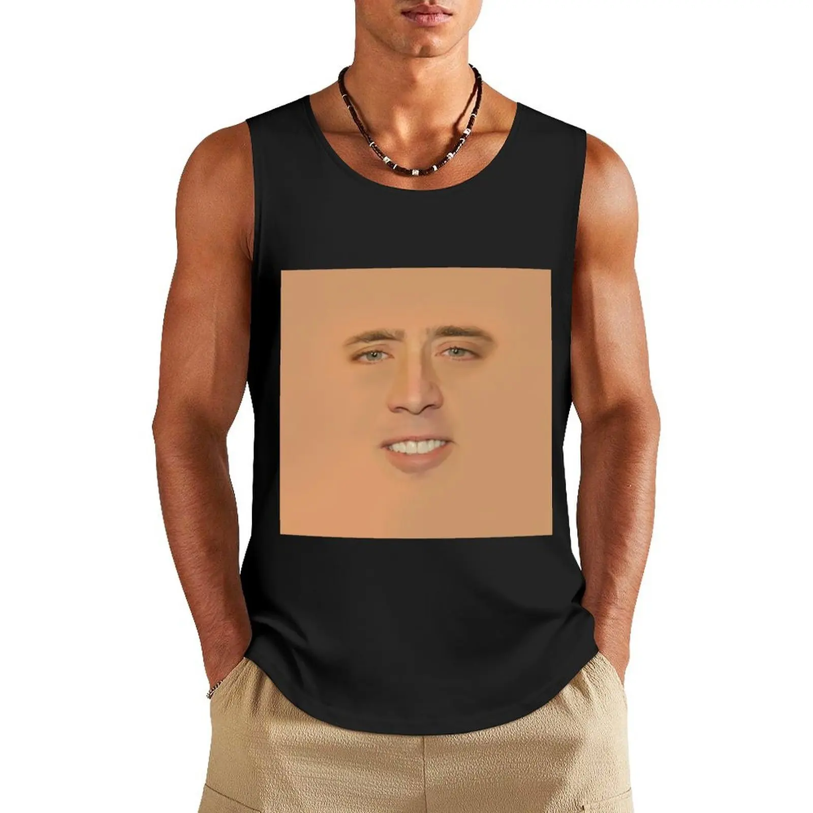 

Nicolas cage Giant Face Tank Top t shirt gym Gym t-shirt man Men's sleeveless gym accessories man