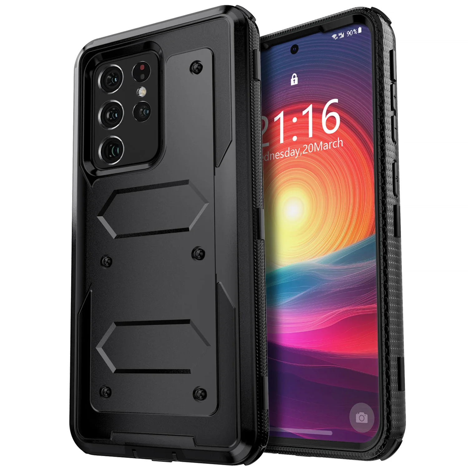 For Samsung Galaxy S21 Ultra S21+ S21 Plus S21 FE S21 5G Phone Case Shockproof Heavy Duty Rugged Hybrid Protective Cover Black