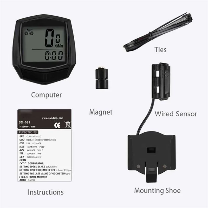 Cycling Wired Stopwatch Waterproof Bike Computer With LCD Digital Display Bicycle Odometer Speedometer Riding Bike Accessories