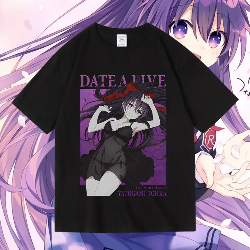 Anime DATE A LIVE Yatogami Tohka Cosplay Short Sleeve T Shirt Women Men Aesthetic Graphics Tshirt Cotton Tees Streetwear