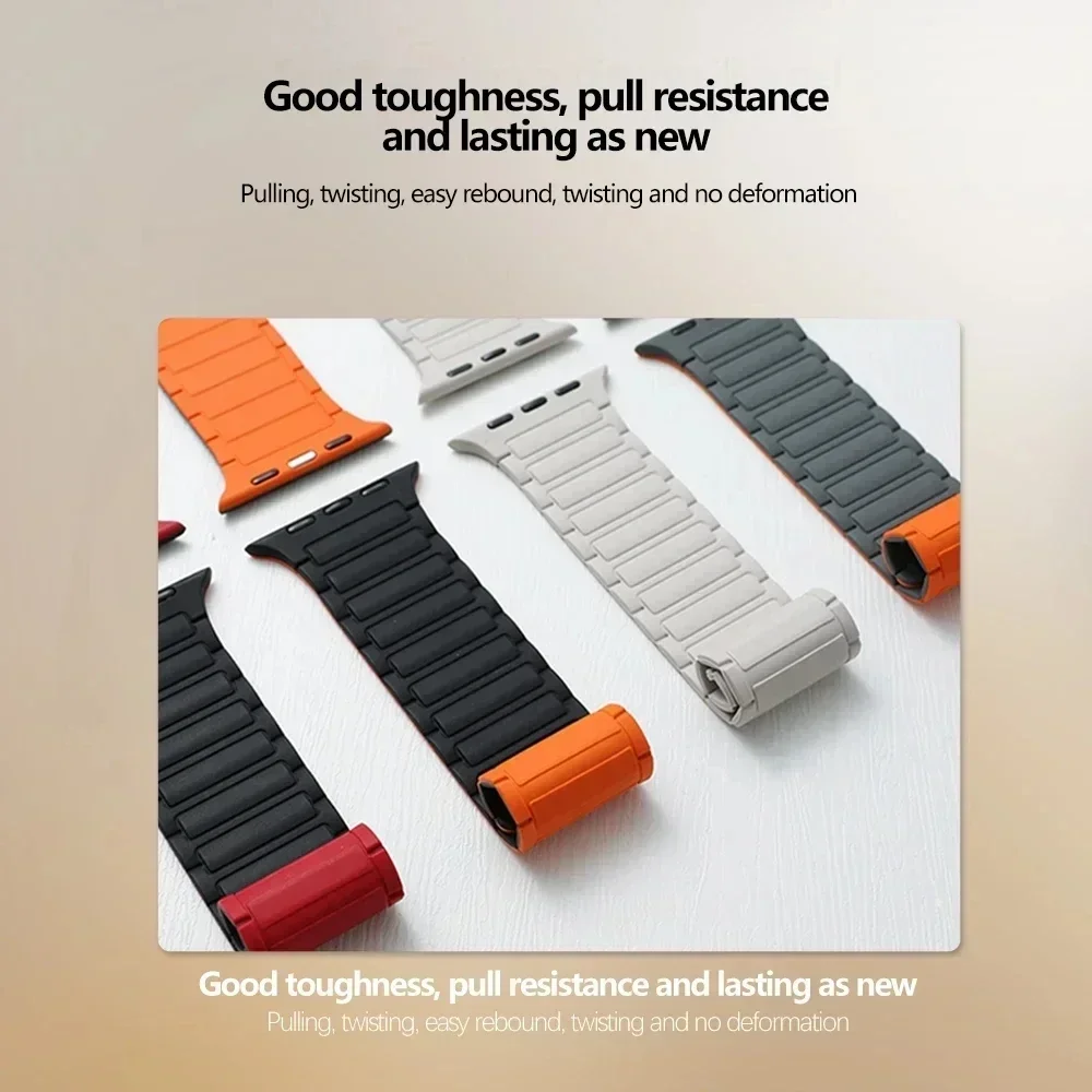 Magnetic sports band for Apple Watch Ultra 2 49mm 45mm 44 42mm 38 40 41mm silicone strap for iWatch series 9 8 7 6 5 4 se 3 loop