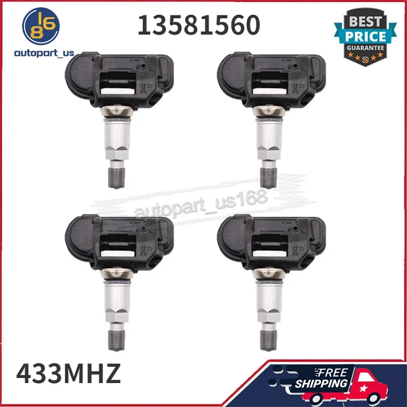 

4Pcs Tire Pressure Sensor 433MHZ 13581560 13598775 For Chevrolet Volt Opel Astra Van Corsa Van Zafira Saab 9-5 Vauxhall Ampera