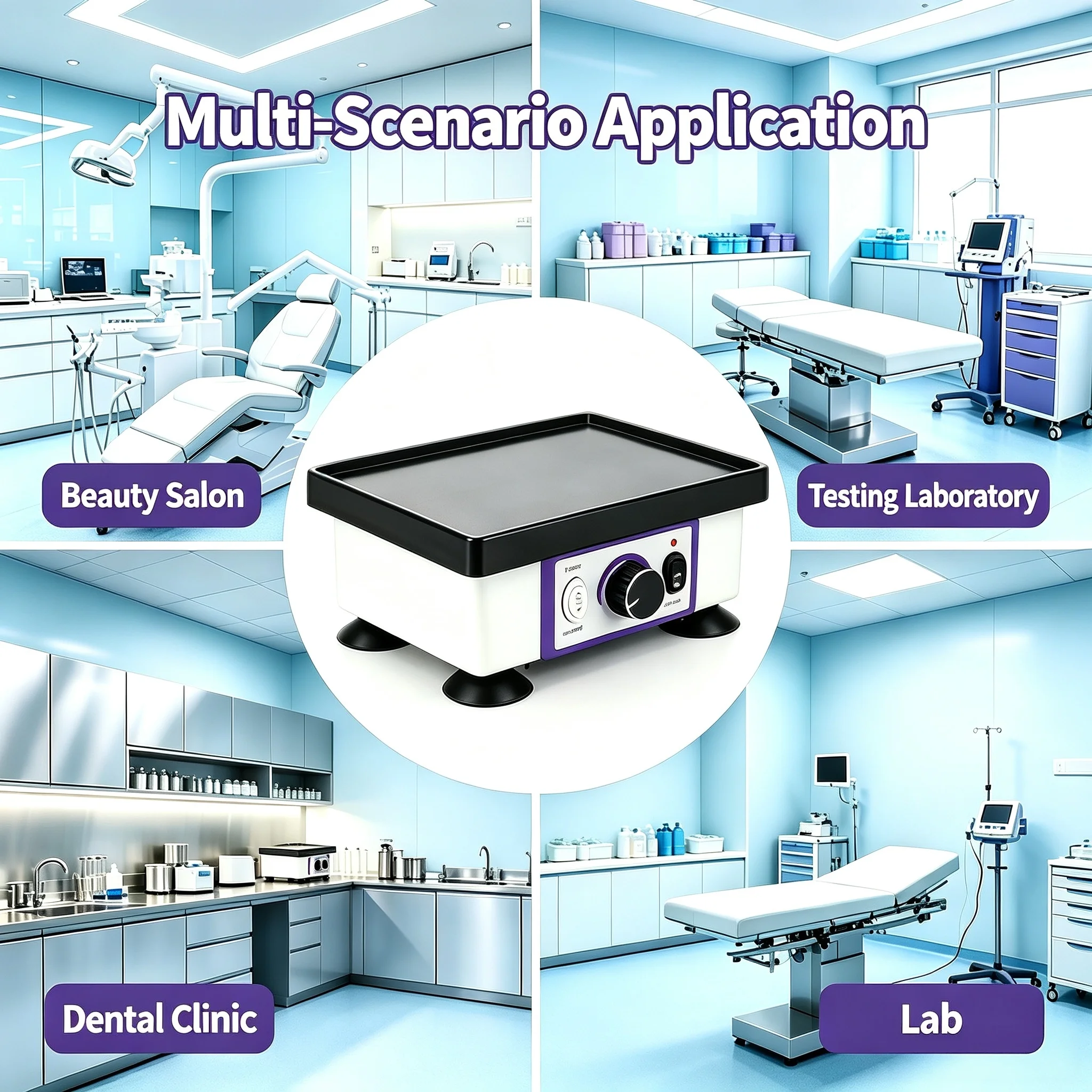 Square dental shaker with stable vibration structure, used for dental plaster mixing without slurry leakage