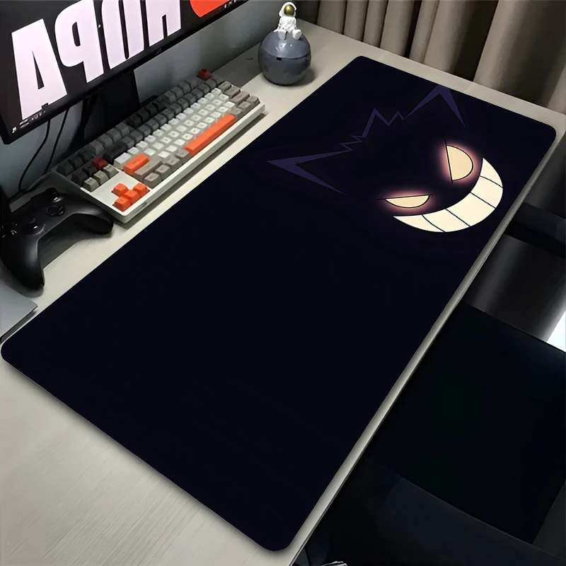 Black Mouse Pad Pokemon Gengar Gamer PC Computer Keyboard Table Gaming Accessories XXL Desk Mat Home Office Rubber Base Mousepad