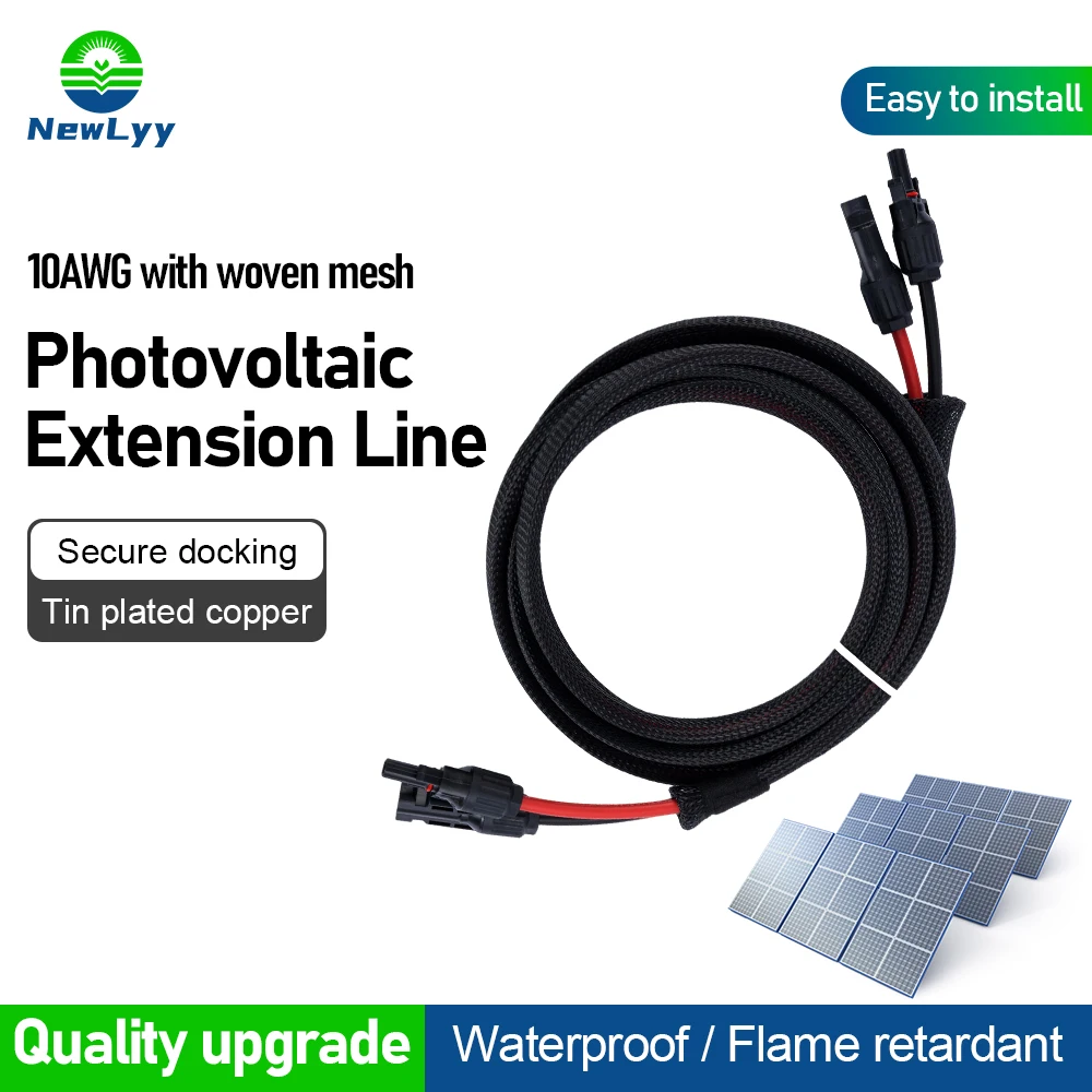 

Сверхмощный плетеный солнечный кабель 10AWG 12AWG, усиленный фотоэлектрический удлинитель для автофургона Off Grid