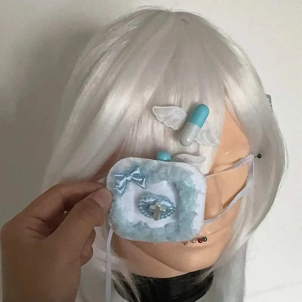 Donne Lolita Gotico Maschera per gli occhi Cuore Arco Mina terrestre Accessori Cosplay Anime Croce One-eye Occhiali Abbigliamento per ragazze Puntelli Regali