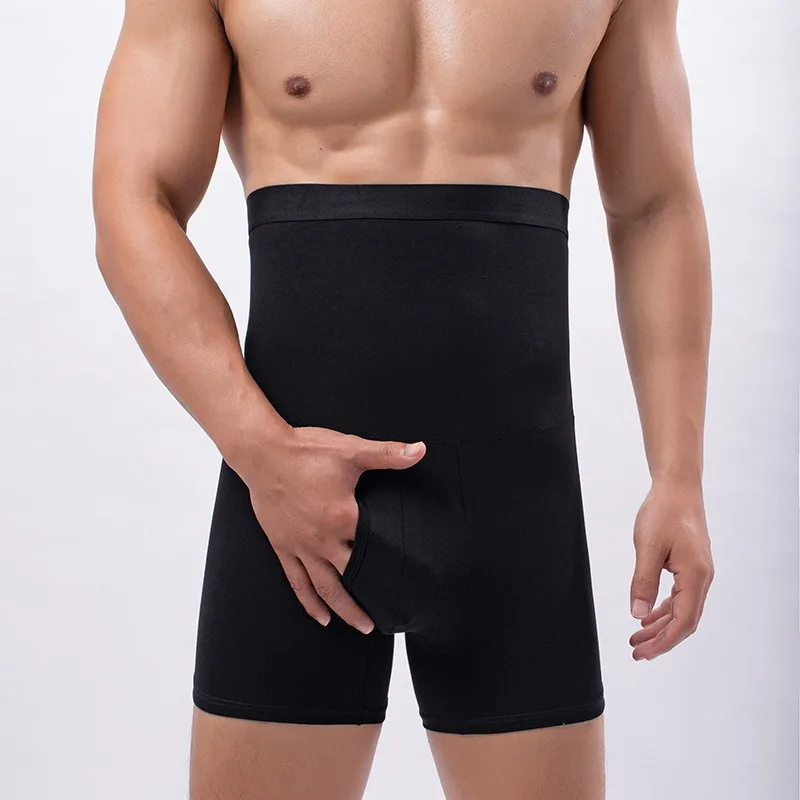 Men's Four Seasons Cotton High Waist Men's Panties Solid Color Breathable Waist Protection Belly Protection Shorts Head Tuck