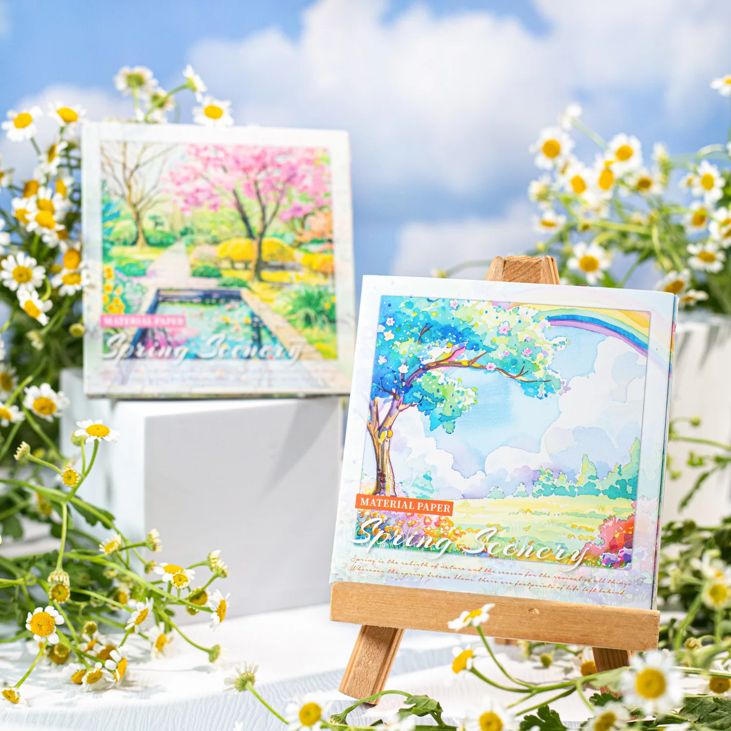 30pcs/ Memo Pads Material Paper Spring Scenery Junk Journal Scrapbooking Cards Retro Background Decoration Paper