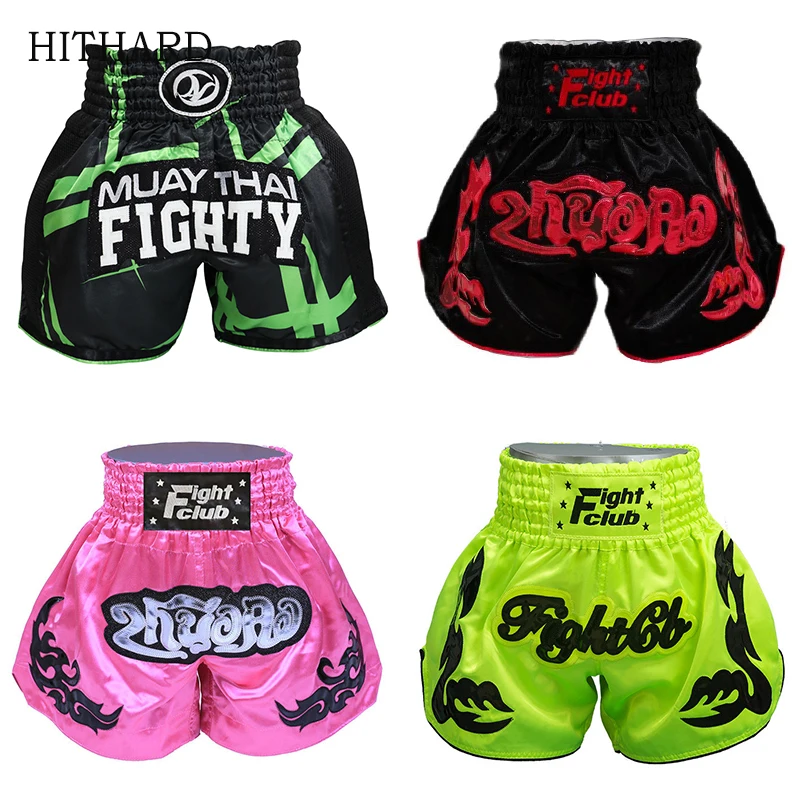 Kickboxing Fight Shorts Muay Thai Shorts Embroidery Gym Training Martial Arts Clothing Thai Boxing Shorts for Men Women Child