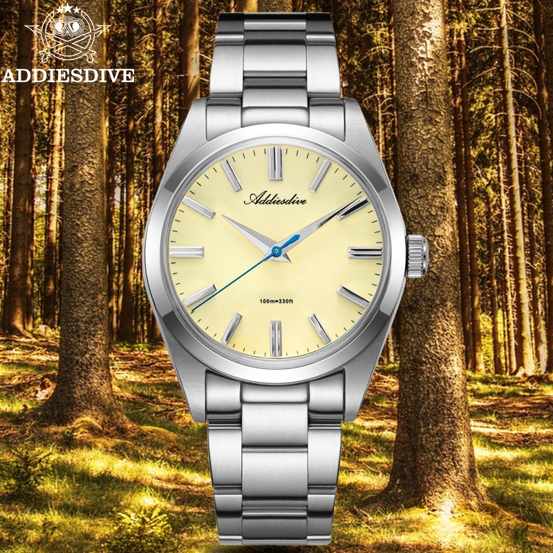 ADDIESDIVE 36mm 남성용 시계 레로이 옴브레 10Bar 다이빙 합성 사파이어 VH31 무브먼트 316L 스테인리스 스틸 쿼츠 시계