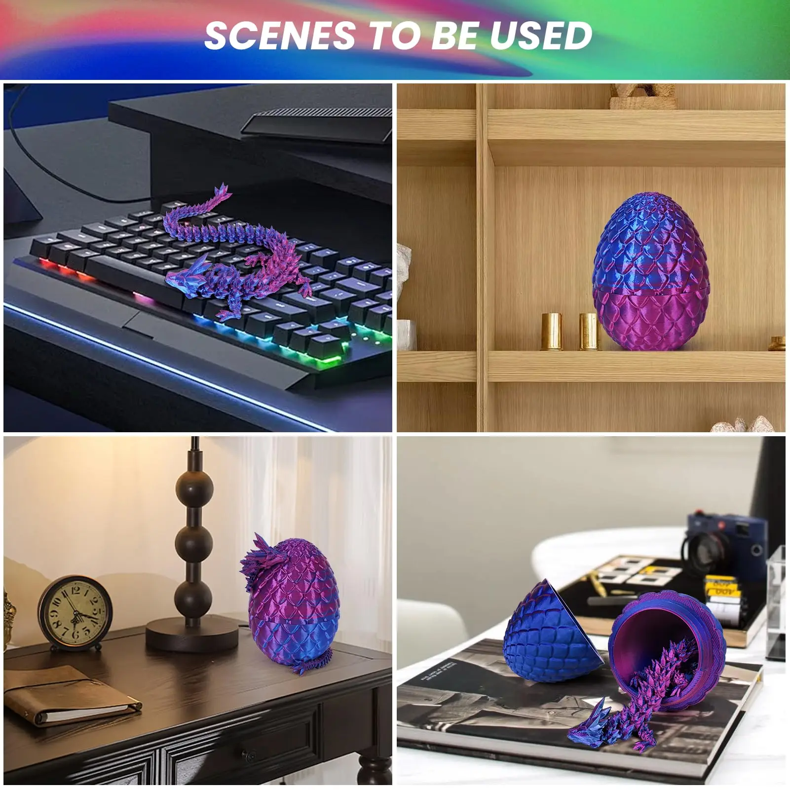 3D-geprint slangenei en drakenei-speelgoed Volledig gelede slangendraakcollectie Verrassingssimulatie Speelgoeddecoratie