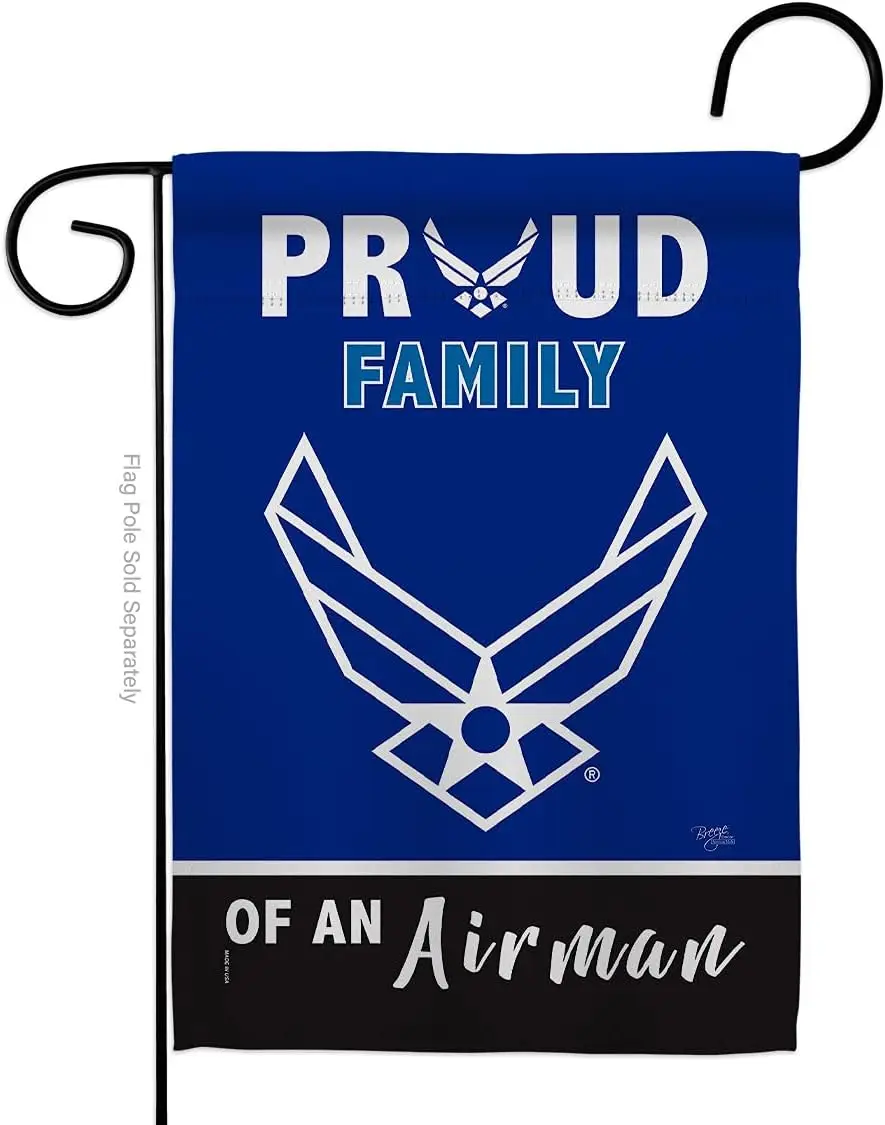 Breeze Decor Proud Family Airman Garden Flag Armed Air Force USAF United State American Military Veteran Retire Official House D