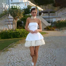 Verngo White Satin Brides Wedding Dress 2024 3D Flowers A Line Bridal Gown Lace Up Wedding Dress Large Sizes