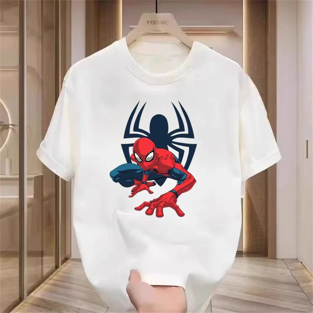 

High-quality Luxury Brand Marvel Spider-Man Printed Clothing T-shirt Harajuku 100% Cotton Men's O-neck Short-sleeved Top T-shirt