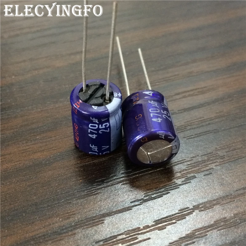 ตัวเก็บประจุอิเล็กโทรไลติคอลูมิเนียม25V470uF 10x12.5มม. ซีรีส์25V470UF มม. 20ชิ้น/100ชิ้น