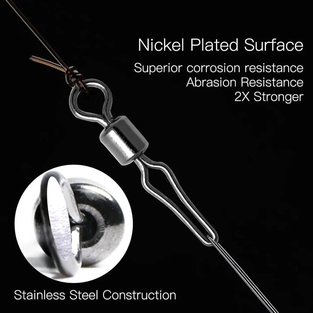 FishTrip 100 Stück Angel-Sinker-Drehclip, Drop-Shot-Drehgelenk für die Herstellung von Sinker-Gewicht, Terminal Tackle – Detail 3