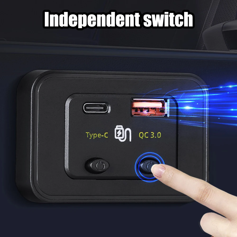 محول تلقائي لسيارة RV RV قوافل تخييم منزلية مصباح ليد 12 فولت/24 فولت شاحن سيارة سريع نوع C + QC3.0 USB شاحن هاتف بمنفذ USB