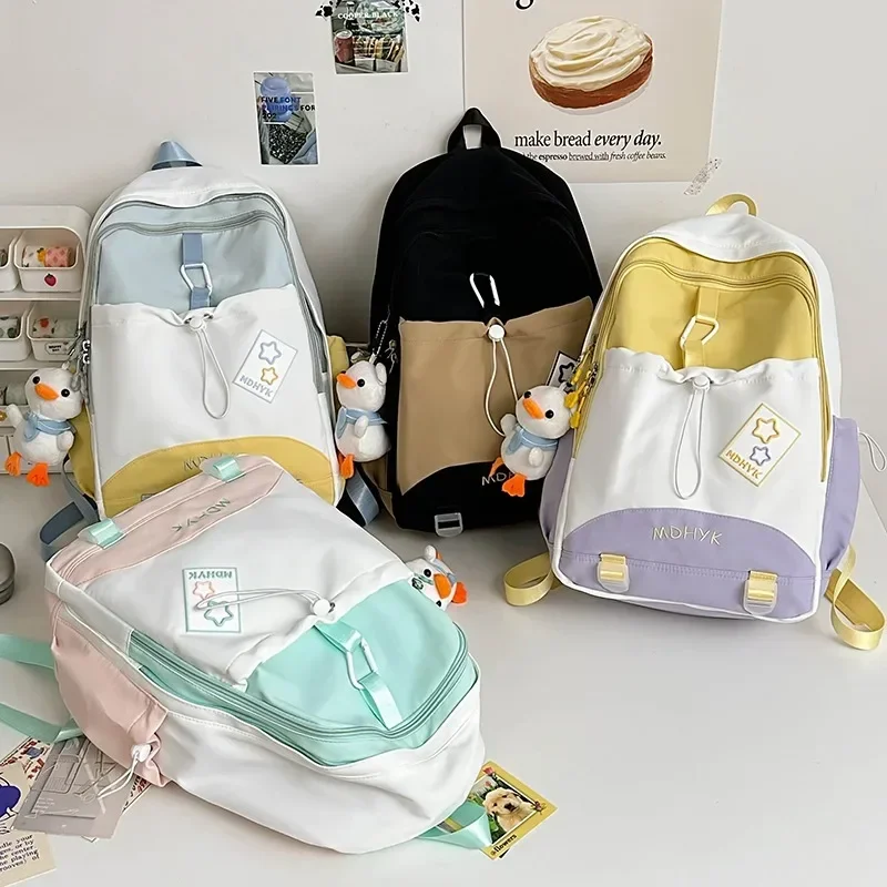 

Мягкий рюкзак с нейлоновой молнией контрастного цвета, Лидер продаж 2026, повседневный рюкзак большой вместимости, мягкий ремень на воздушной подушке, школьная сумка для колледжа