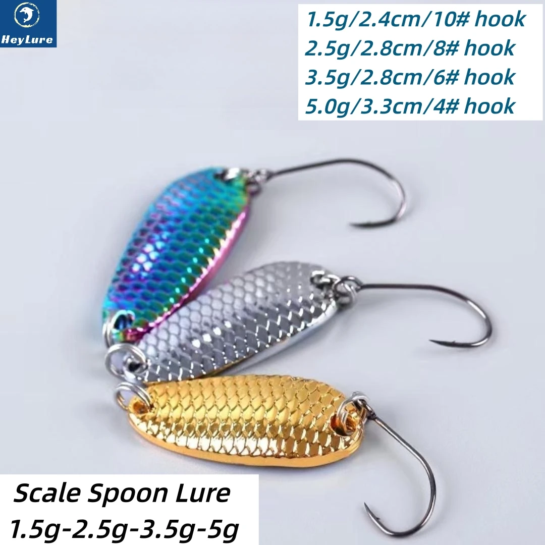 3 stks/partij Schaal Lepel Lokken 1.5/2.5/3.5/5g Kunstmatige Vissen Lokken Haak Metalen VIB Zinken Paillette Cast Jigging Pesca Bass Pike