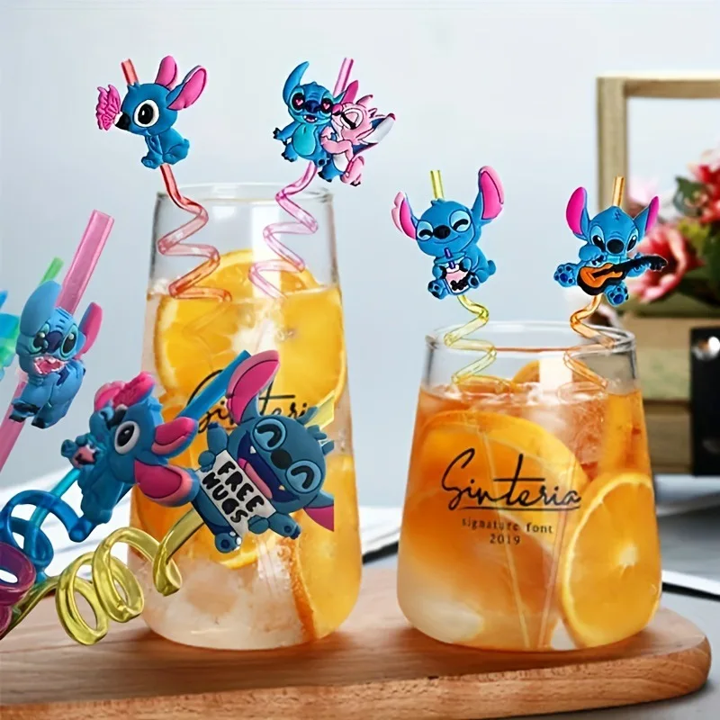 Stitch Figure Reusable Straws Anime Stich Kawaii Lilo&Stitch Kids Birthday Party Decoration Supplies Christmas Gifts