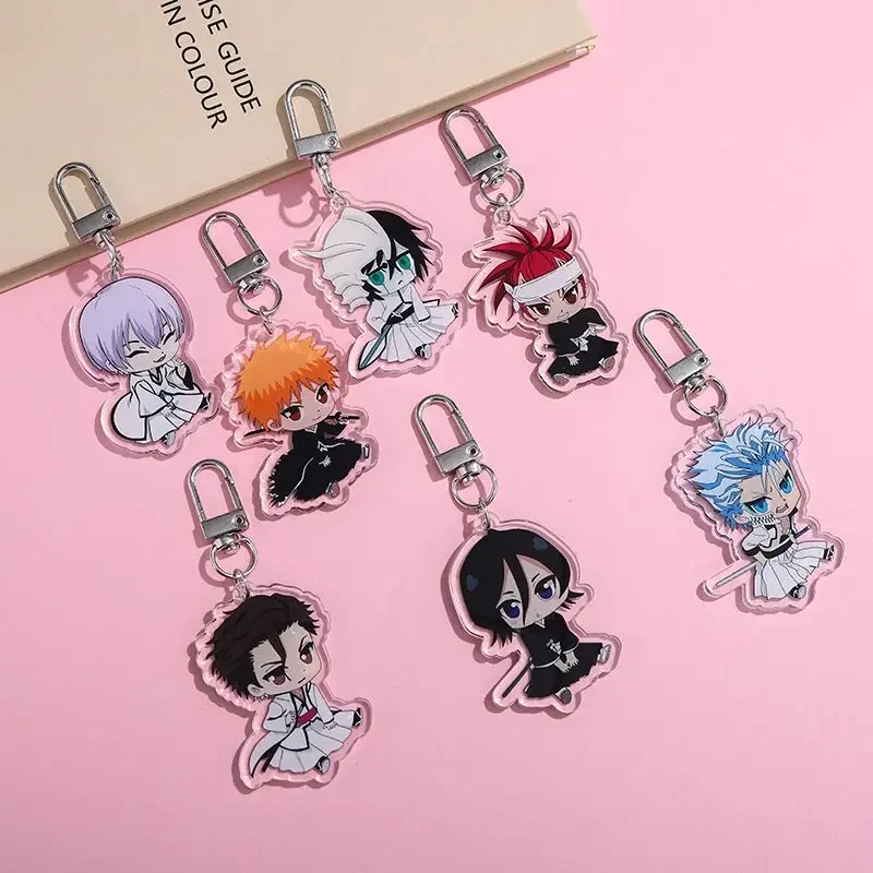 Anime BLEACH Acrylic keychain accessaries Cartoon funny Bag Pendant Gift cute bag charm Keyring Friends Fans Gifts