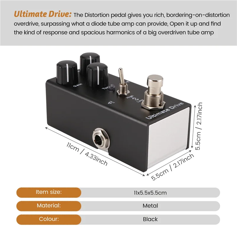 ABJA-미니 일렉트릭 기타 이펙트 페달 일렉트릭 기타 페달 일렉트릭 기타용 Ultimate Drive