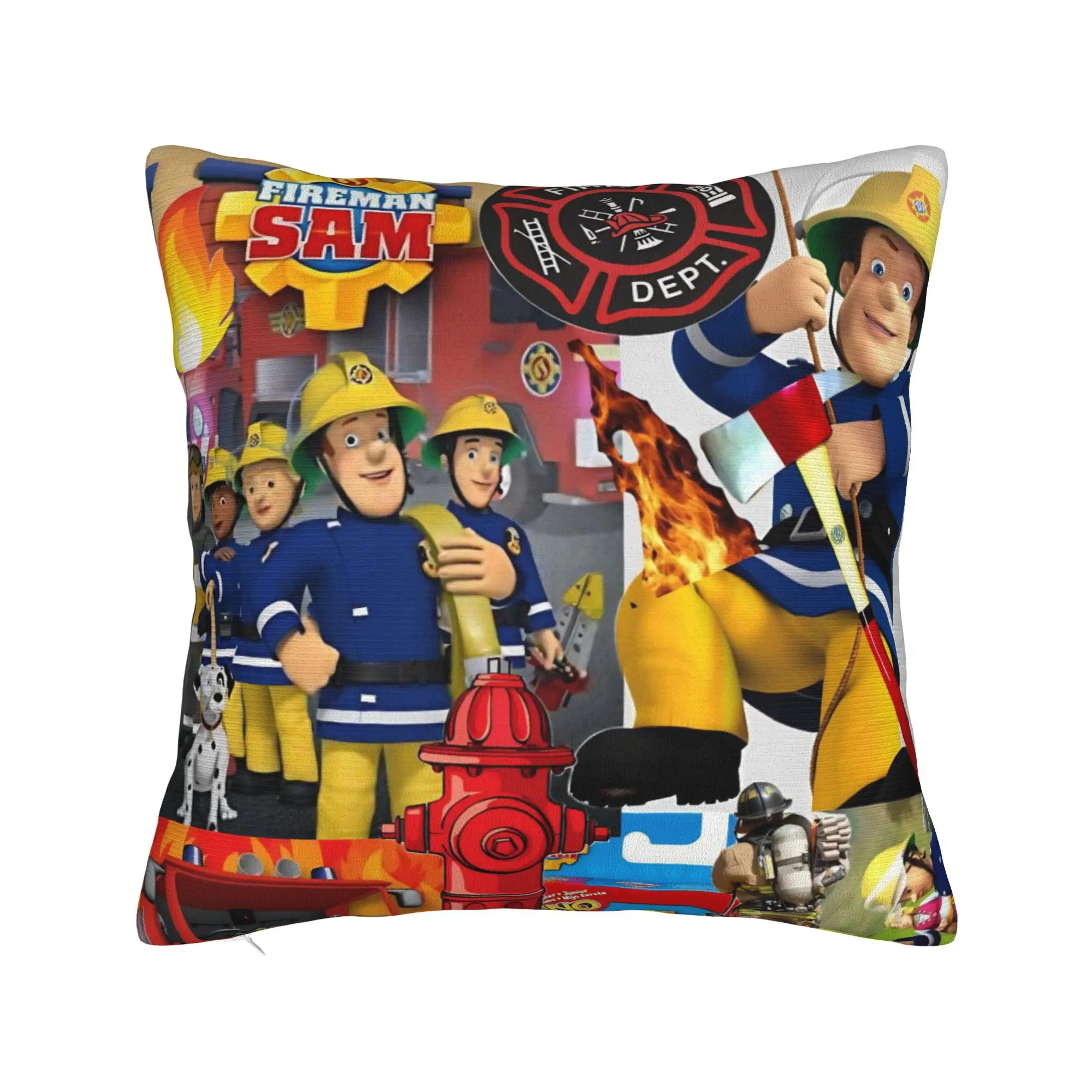 Fireman Sam Pillowcase Polyester Cushion Cover Decoration Kids Movies Hero Throw Pillow Case Cover Chair Zippered 40*40cm