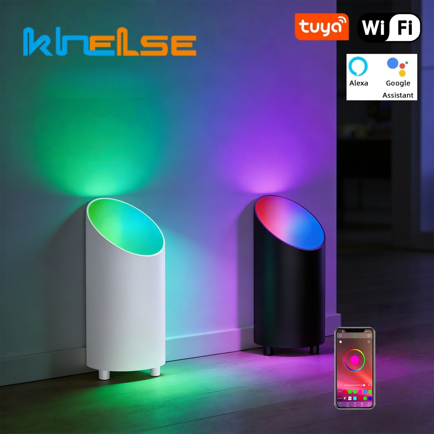 Tuya Smart Glowing Upwards RGB LED Floor Lamp APP Remote Dimming Indoor Desktop GU10 Spotlight Wall Washer Light Plant Lighting