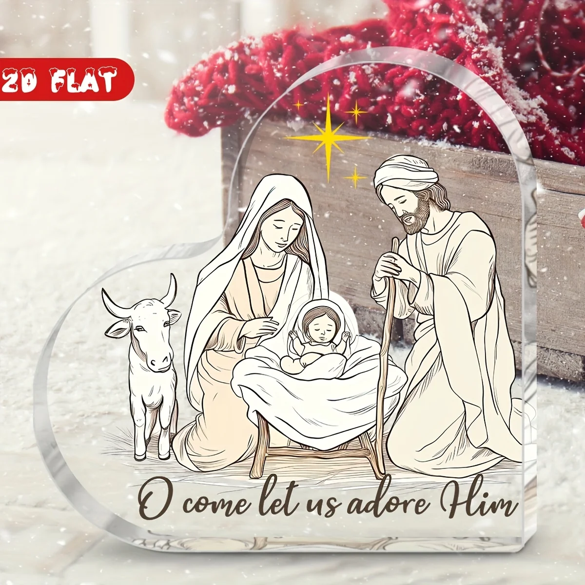 CIFBUY Acrylic Plaque Nativity Scene Manger Hymn Desktop Decor Prayer Corner Home Ornament Religious Gift